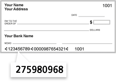 275980968 routing number on New Credit Union check