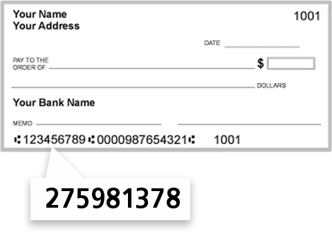 275981378 routing number on Educators Credit Union check
