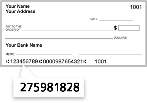 275981828 routing number on Sheboygan Area Credit Union check