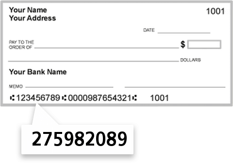 275982089 routing number on FOX Communities CU check
