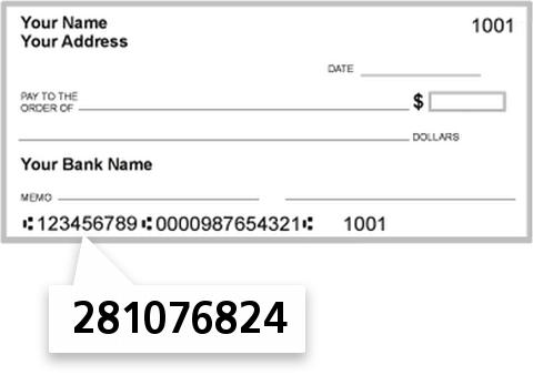281076824 routing number on 1ST MID America Credit Union check