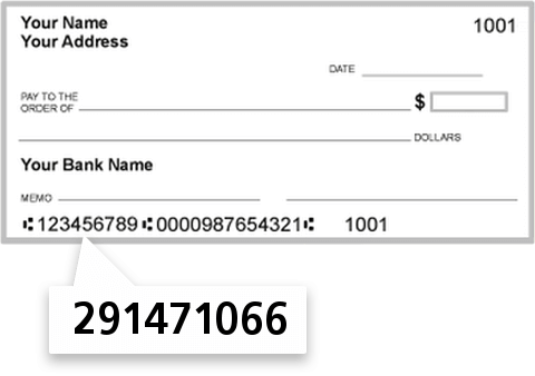 291471066 routing number on Great Western Bank Madison check