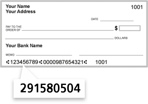 291580504 routing number on Iron County Community Credit Union check