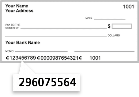 296075564 routing number on First Pace Credit Union check