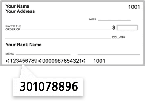 301078896 routing number on Mainstreet CU check