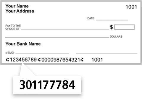 301177784 routing number on White Eagle Credit Union check