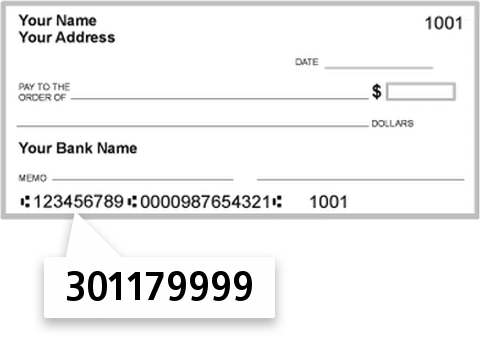 301179999 routing number on Campus Credit Union check