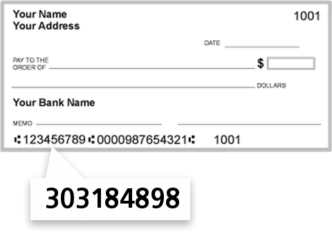 303184898 routing number on Comanche County FCU check
