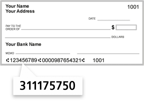 311175750 routing number on Post Office Employees FED CU check