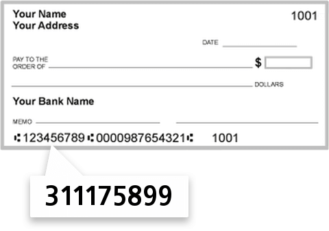 311175899 routing number on State Agencies FCU check