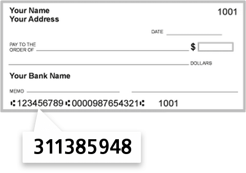 311385948 routing number on Westex Federal Credit Union check