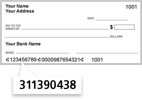311390438 routing number on Windthorst Federal CR UN check
