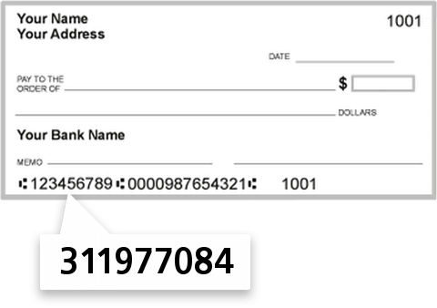 311977084 routing number on Highway District 19 EMP CR UN check
