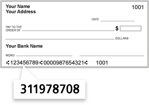 311978708 routing number on Central Texas Teachers Credit Union check
