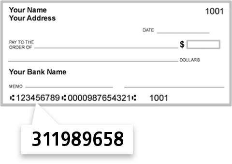 311989658 routing number on First United Credit Union check
