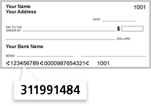 311991484 routing number on MY Credit Union check
