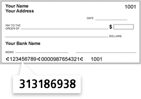 313186938 routing number on Sabine Federal Credit Union check