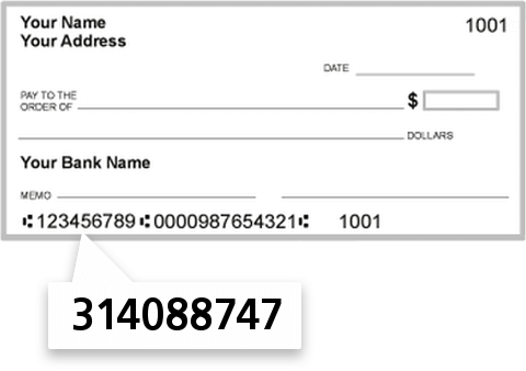 314088747 routing number on Firstmark Credit Union check