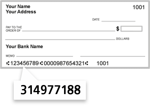 314977188 routing number on United Heritage CU check