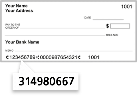 314980667 routing number on DEL RIO SP CU check