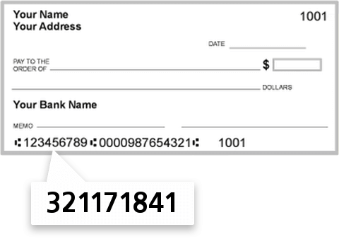 321171841 routing number on Members 1ST Credit Union check
