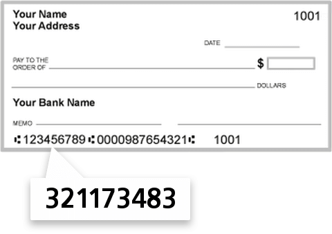 321173483 routing number on Organized Labor Credit Union check