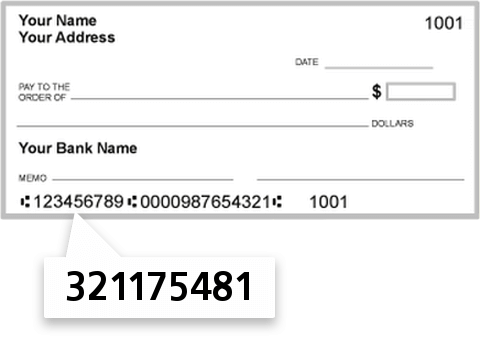 321175481 routing number on First US Community Credit Union check
