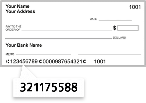 321175588 routing number on First US Community Credit Union check