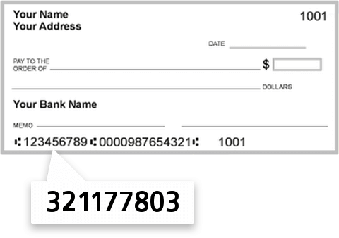 321177803 routing number on Financial Center Credit Union check