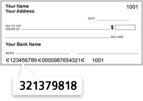 321379818 routing number on Hawaii Community FCU check