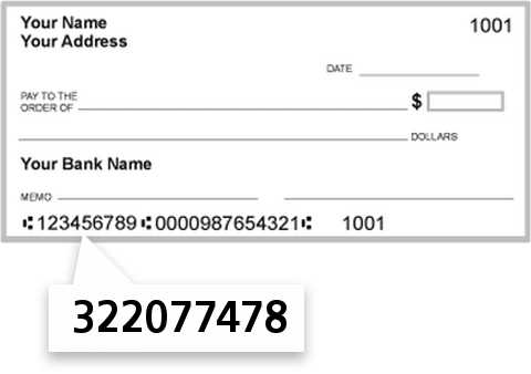 322077478 routing number on Cedars Sinai Federal Credit Union check