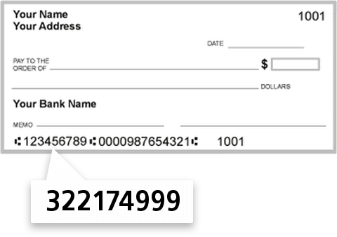 322174999 routing number on Tucson Telco FCU check