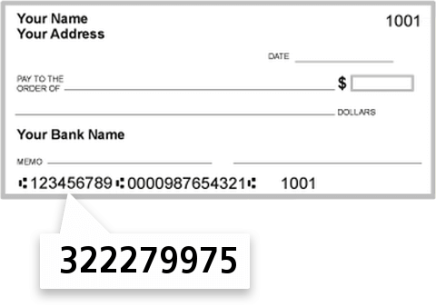 322279975 routing number on Camino Federal Credit Union check