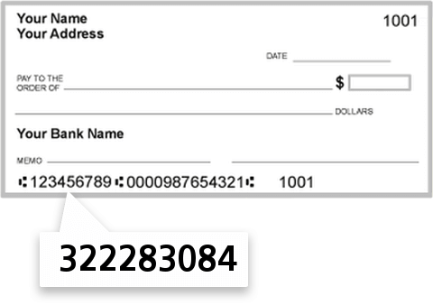 322283084 routing number on Harbor Federal Credit Union check