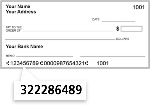 322286489 routing number on Tustin Community Bank check